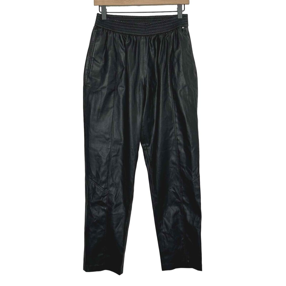 BOSS Faux Leather Jogger Pants 4 High Rise Moto Biker Edgy Chic Boss Girl Black